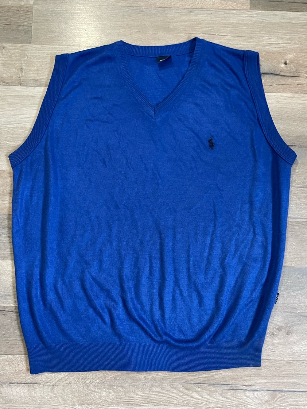 Ralph Lauren Royal Blue V-Neck Sweater Vest Knit Pullover Embroidered Pony XL
